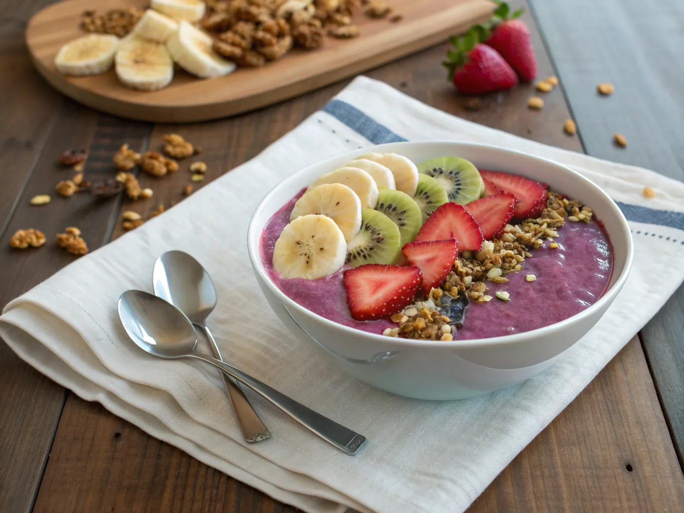 Bilde av en smoothie bowl med frukt og granola