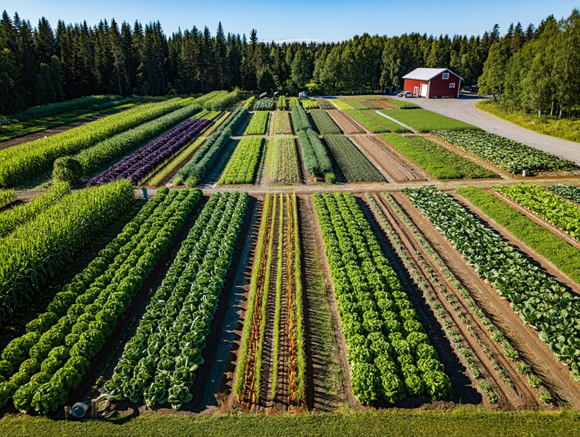 Lundevoll Naturbruk med diverse grønnsaker som dyrkes